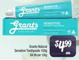 Farmer Jack's Grants Natural Sensitive Toothpaste offer