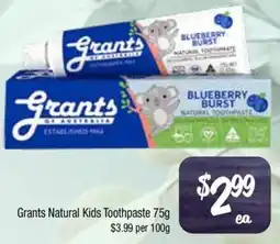 Farmer Jack's Grants Natural Kids Toothpaste offer