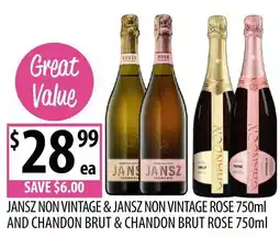 Supabarn Jansz non vintage & jansz non vintage rose and chandon brut & chandon brut rose offer