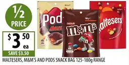 Supabarn Maltesers, m&m's and pods snack bag range offer