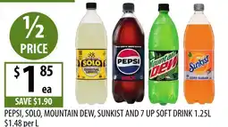 Supabarn Pepsi, solo, mountain dew, sunkist and 7 up soft drink offer