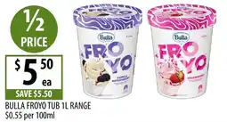 Supabarn Bulla froyo tub range offer