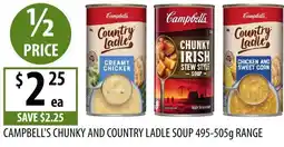 Supabarn Campbell's chunky and country ladle soup range offer