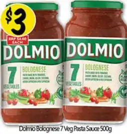 NQR Dolmio Bolognese 7 Veg Pasta Sauce offer
