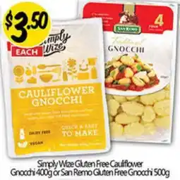 NQR Simply Wize Gluten Free Cauliflowe Gnocchi or San Remo Gluten Free Gnocchi offer