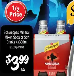 Farmer Jack's Schweppes Mineral, Mixer, Soda or Soft Drinks offer