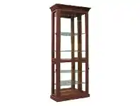 LivingStyles Mary New Zealand Pine Timber Display Cabinet, Walnut offer