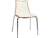LivingStyles Zebra Bicolore Italian Made Commercial Grade Dining Chair, Metal Leg, Orange / Chrome offer