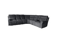 LivingStyles Columbia 5 Seater Rhino Fabric Corner Sofa with End Recliners, Charcoal offer