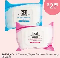 Terry White 24 Daily Facial Cleansing Wipes Gentle or Moisturising 25 wipes offer