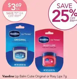 Terry White Vaseline Lip Balm Cutie Original or Rosy Lips offer