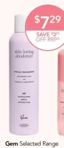 Terry White Gem Selected Range skin-loving deodorant offer