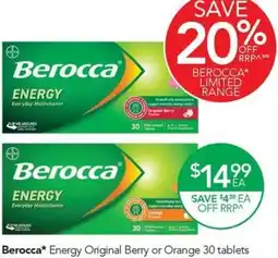 Terry White Berocca* Energy Original Berry or Orange 30 tablets offer