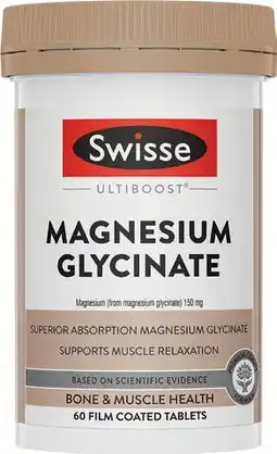 Amcal Pharmacies Swisse Ultiboost Magnesium Glycinate 60 Tablets offer