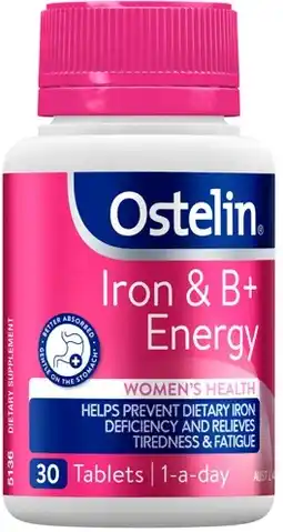 Amcal Pharmacies Ostelin Iron & B+ Energy 30 Tablets offer