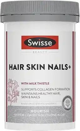 Amcal Pharmacies Swisse Beauty Hair Skin Nails+ 100 Tablets offer