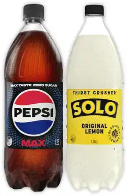 IGA Pepsi or Solo 1.25 Litre Selected Varieties offer