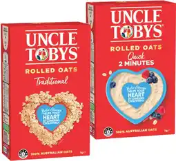 IGA Uncle Tobys Traditional or Quick Rolled Oats 1kg offer