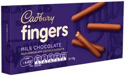 IGA Cadbury Milk Chocolate Fingers 114g or Freddo Biscuits 167g offer