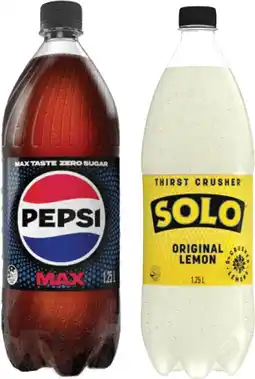 IGA Pepsi or Solo 1.25 Litre Selected Varieties offer