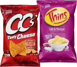 IGA Thins Chips 150‑175g, CC’s or The Natural Chip Co. Chips 175g Selected Varieties offer