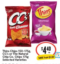 IGA Thins Chips CCs or The Natural Chip Co Chips offer