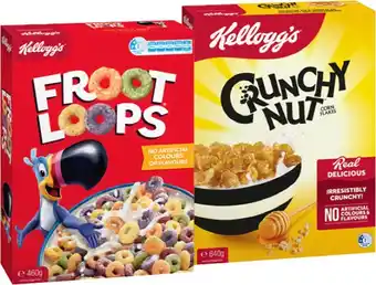 IGA Kellogg’s Cereal Crunchy Nut Corn Flakes 640g, Froot Loops 460g or Sultana Bran 700g offer