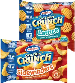 IGA Birds Eye Golden Crunch Lattice or Sidewinders Potato Chips 750g offer
