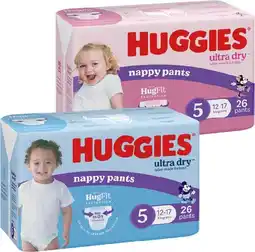 IGA Huggies Nappy Pants 24‑36 Pack Selected Varieties offer