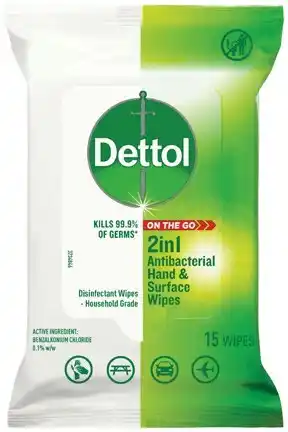 IGA Dettol 2in1 Antibacterial Hands & Surface Wipes offer