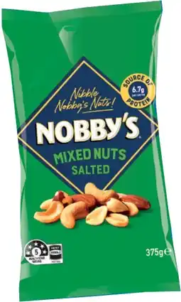 IGA Nobby’s Salted Mixed Nuts 375g or Snack Mix 275g offer
