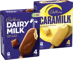 IGA Cadbury Ice Cream Sticks 4 Pack or Minis 6 Pack Selected Varieties offer