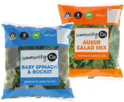 IGA Community Co Baby Spinach & Rocket 100g or Aussie Salad Mix 110g offer