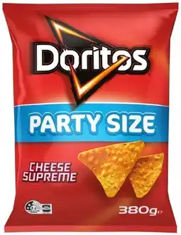 IGA Doritos Corn Chips or Smithʼs Crinkle Cut Chips Party Size 380g Selected Varieties offer