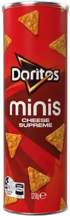 IGA Doritos Cheese Supreme 120g or Twisties Cheese 115g Minis Canister offer