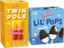 IGA Peters Original Twin Pole 8 Pack or LiL’ Pops Ice Cream 9 Pack Selected Varieties offer