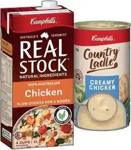 IGA Campbell’s Real Stock 1 Litre, Country Ladle or Chunky Canned Soup 495-505g Selected Varieties offer