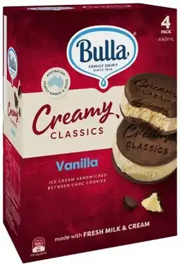 IGA Bulla Creamy Classic Ice Cream Sandwich Selected Varieties offer