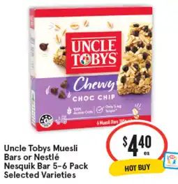 IGA Uncle Tobys Muesli Bars or Nestlé Nesquik Bar offer