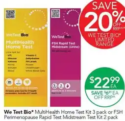 Terry White We Test Bio MultiHealth Home Test Kit or FSH Perimenopause Rapid Test Midstream Test Kit offer