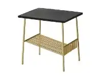 LivingStyles Gilte Acacia Timber Topped Metal Side Table offer