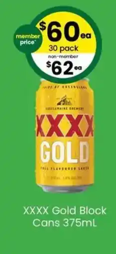 The Bottle O Xxxx gold block cans offer