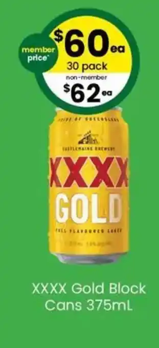 The Bottle O Xxxx gold block cans offer