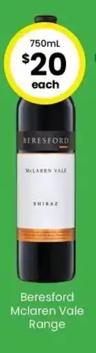 The Bottle O Beresford mclaren vale range offer