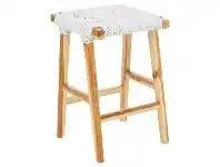 LivingStyles Kameni Timber Counter Stool, Woven Seat, White / Natural offer