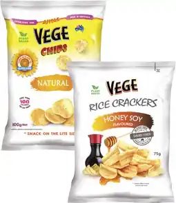 Coles Vege Chips 100g or Rice Crackers 75g offer