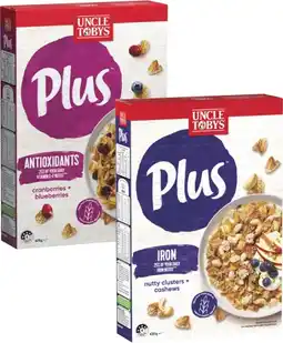 Coles Uncle Tobys Plus Cereal-705g offer