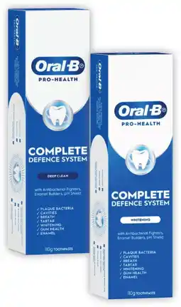 Coles Oral B Pro Health Advanced Deep Clean or Whitening Toothpaste 110g offer
