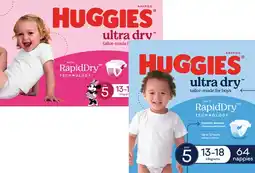 Coles Huggies Ultra Dry Jumbo Nappies-108 Pack offer