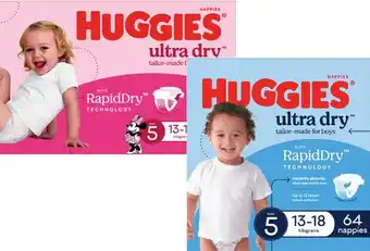 Coles Huggies Ultra Dry Jumbo Nappies-108 Pack offer